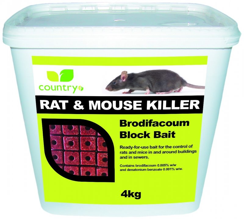 Country UF Country Rat & Mouse Killer Brodifacoum Block Bait - 4kg