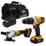 JCB JCB 18V Combi Drill Angle Grinder Kit 2x 2.0ah Lithium-Ion Batteries and charger in 20  kit bag | 21