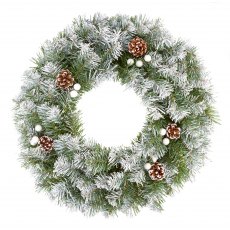 Premier Snow Tipped Wreath White Berry And Cone - 50cm Premier Snow Tipped Wreath White Berry And Cone - 50cm