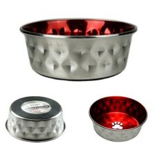 Classic Durapet Deluxe Bowl/dish Ss Emboss Red - 1150ml