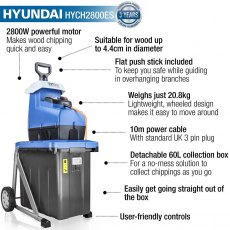 Hyundai Quiet Electric Garden Shredder, 2800w, 2.8kW, 230v | HYCH2800ES Hyundai Quiet Electric Garden Shredder, 2800w, 2.8kW, 230v | HYCH2800ES