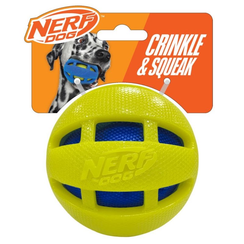 SU-Bridge Pet Supplies Nerf Dog TPR Checker Squeak & Crunch Ball