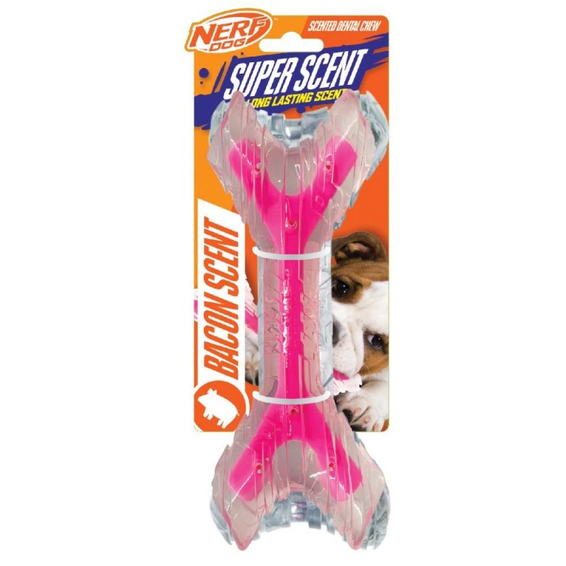 SU-Bridge Pet Supplies Nerf Dog TPR/PP Scented Bacon Super Scent Bone Solid Core