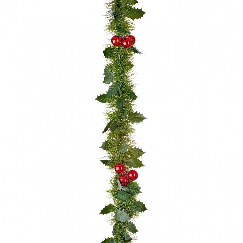Premier Decorations Premier 4-Ply Green Tinsel With 21pc Bauble - 2.7m x 12cm