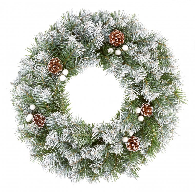 Premier Decorations Premier Snow Tipped Wreath White Berry And Cone - 50cm