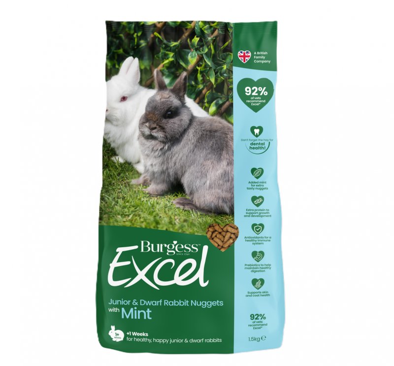 Burgess Burgess Excel Junior & Dwarf Nuggest with Mint - 1.5kg