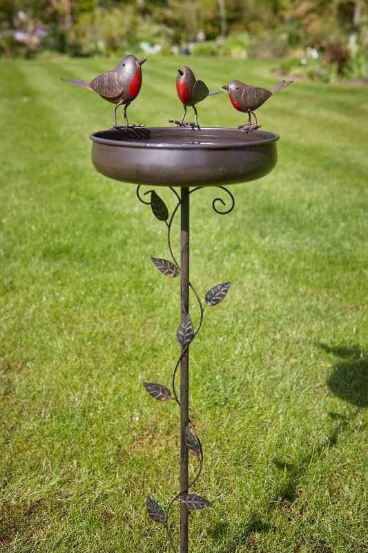 Tom Chambers Tom Chambers Trio Of Robins Bird Bath