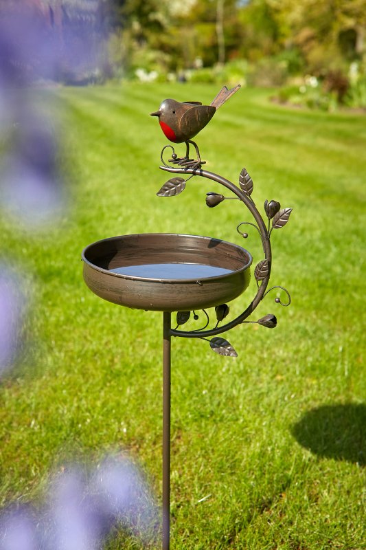 Tom Chambers Tom Chambers Robin And Leaf Bird Bath