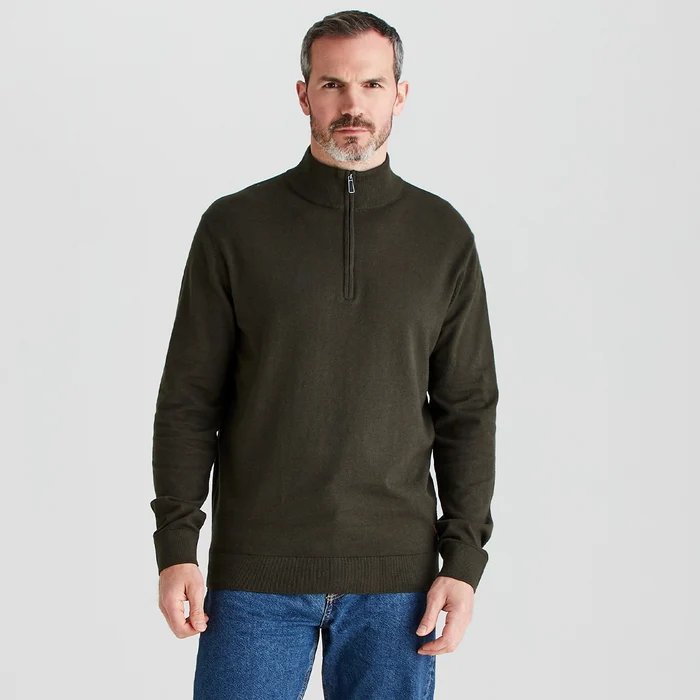 Ridgeline RIDGELINE MENS Hartland 1/4 ZIP KNIT , Deep Forest
