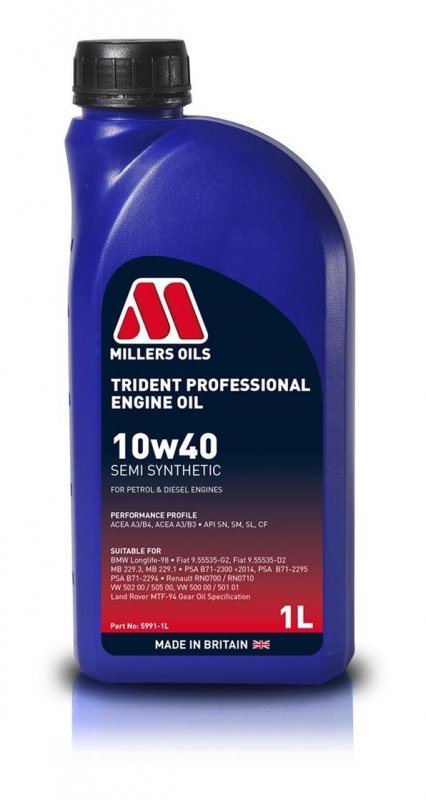 Millers Oils Trident 10w40 Semi Synthetic - 1l