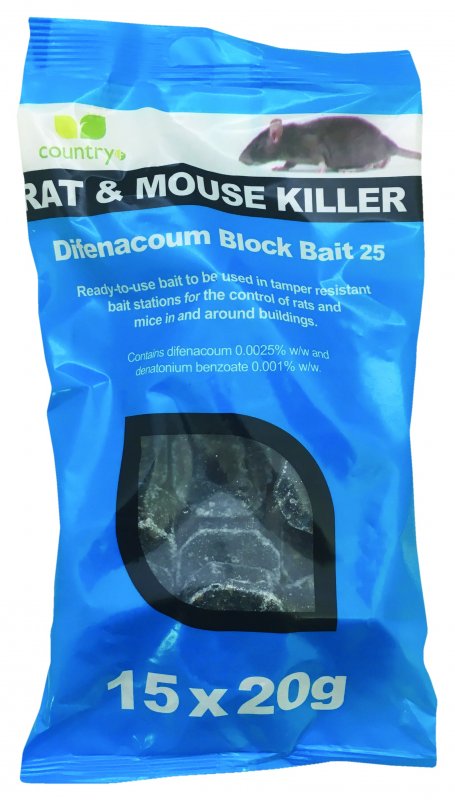 Country UF Country Difenacoum Block Bait - 15x20g Sachet