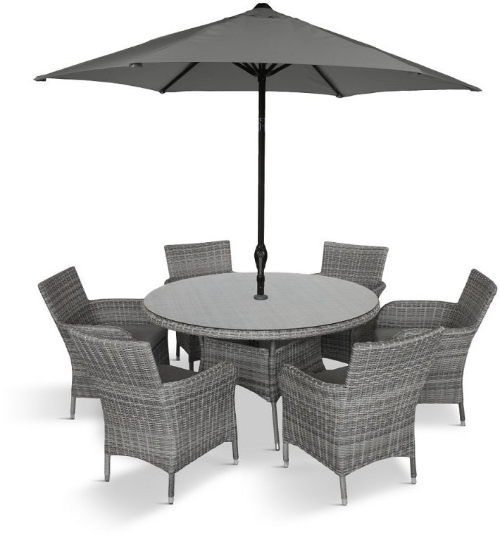 Monaco Monaco Stone 6 Seat Dining Set With 2.7m Parasol