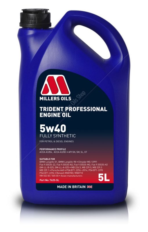 Millers Oils MILLERS TRIDENT 5W40 OIL - 5LTR