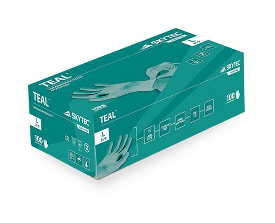 Skytec Teal Nitrile Gloves Powder Free H/d - 100pk