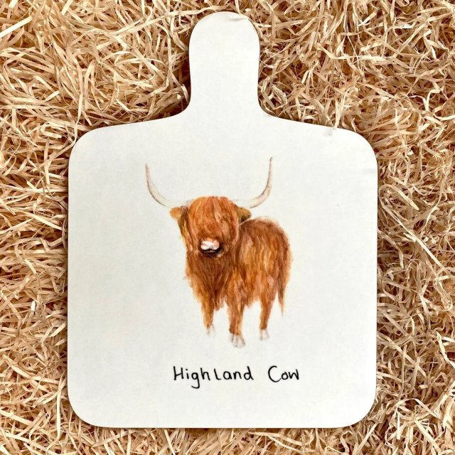 At Home in the Country Mini Chopping Board Highland Cow