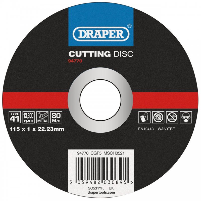 Draper Draper Metal Cutting Disc - 115mm x 1mm x 22.3mm