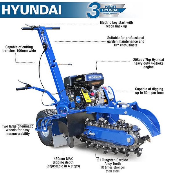 Hyundai Hyundai HYTR70 210cc/7hp Petrol Trencher