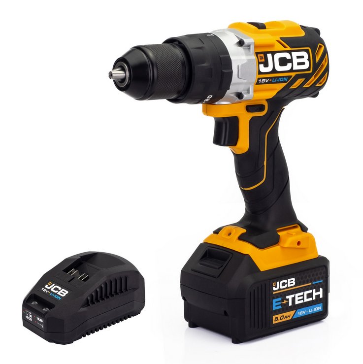 JCB JCB 18V BRUSHLESS COMBI DRILL 5.0AH LITHIUM-ION BATTERY AND 2.4A CHARGER | JCB-18BLCD-5X-B