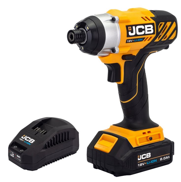 JCB JCB 18V Impact Driver with 2.0Ah Lithium-ion battery and 2.4A charger | 21-18ID-2XB