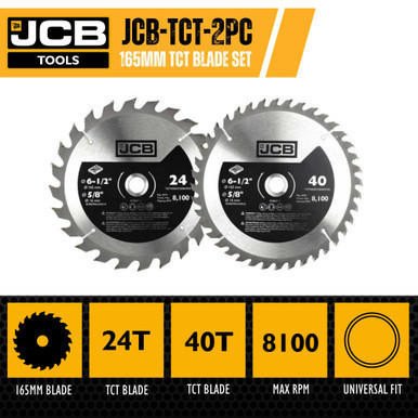 JCB JCB 2 piece 165mm TCT Wood Saw Blade Set | JCB-TCT-2PC