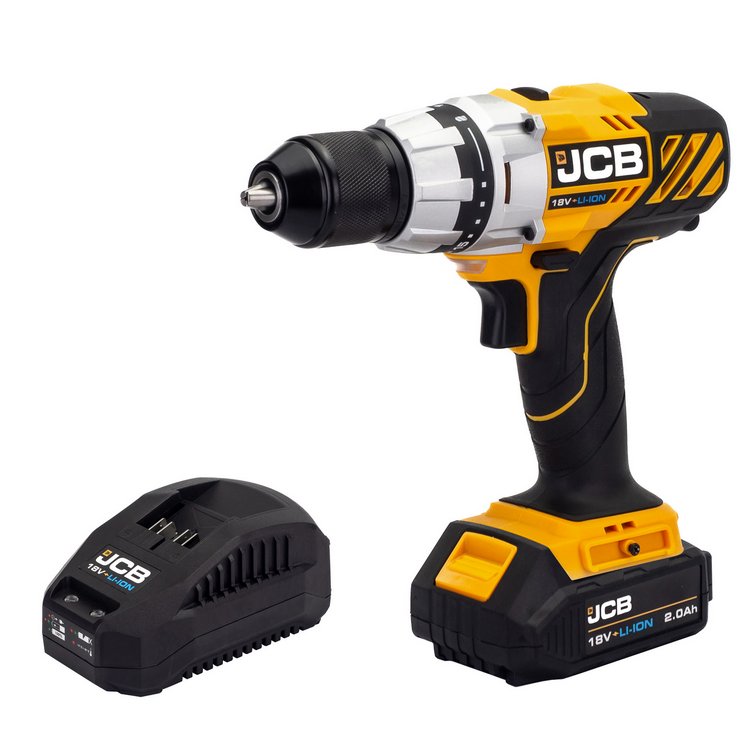 JCB JCB 18V Drill Driver 1x2.0Ah Lithium-Ion Battery and 2.4A fast charger | 21-18DD-2XB