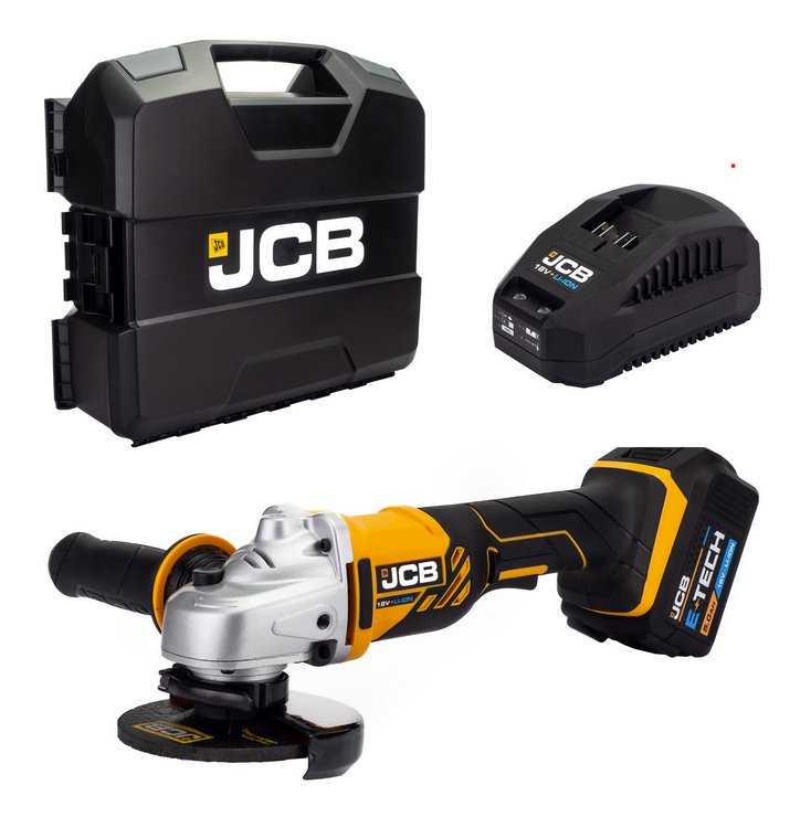 JCB JCB 18V Angle Grinder 1x5.0Ah Lithium-Ion Battery and Charger in W-Boxx 136 | 21-18AG-5X-WB