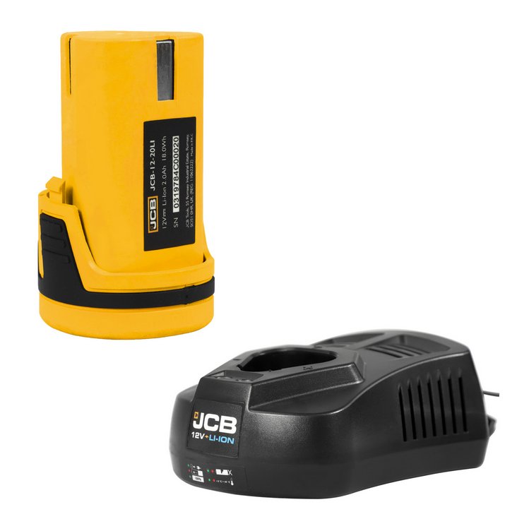 JCB JCB 12V 2.0AH LITHIUM-ION BATTERY AND 12V CHARGER | 21-12BTFC