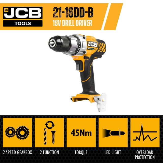 JCB JCB 18V Battery Drill Driver | 21-18DD-B, Bare Unit