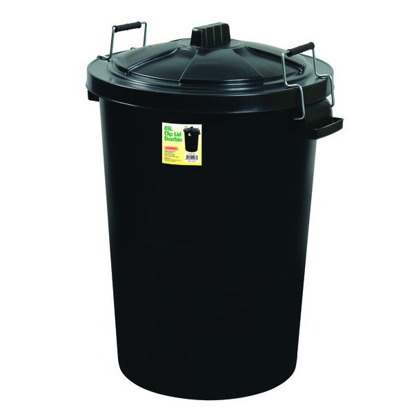 Black Plastic Dustbin - 90L