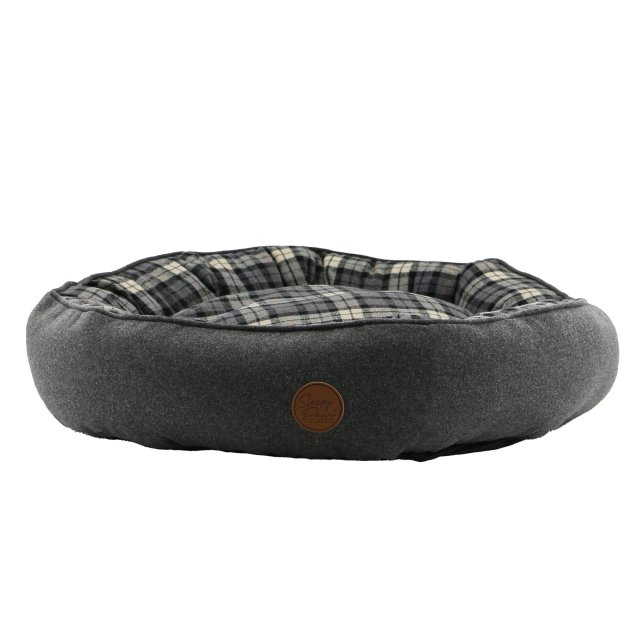 Ancol Ancol Black and Grey Tartan Donut Bed - 70cm