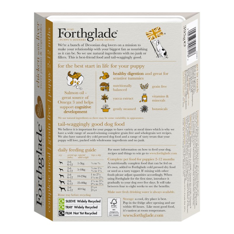 Forthglade Puppy Complete Grain Free Chicken Tray 395g BATA Ltd