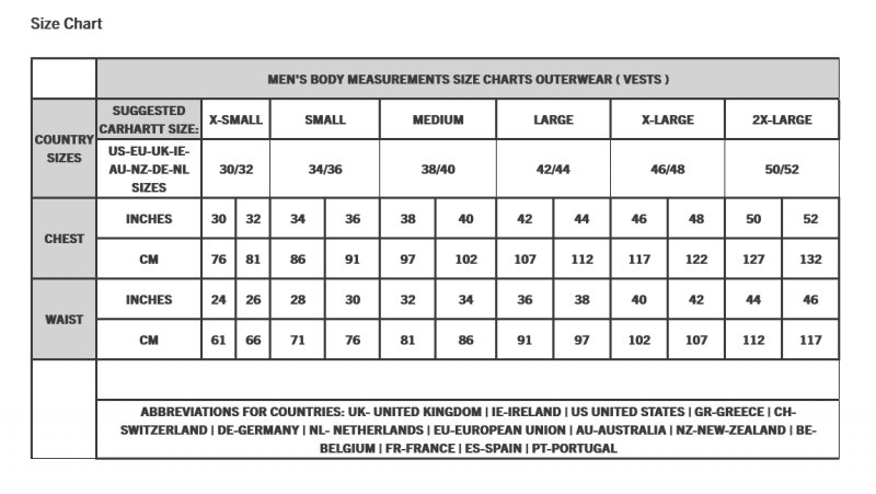 Youth Carhartt Jacket Size Chart Carhartt Men's Loose Fit Montana