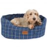 House of Paws Navy Check Tweed Oval Snuggle Bed House of Paws Navy Check Tweed Oval Snuggle Bed