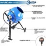 Hyundai Hyundai Electric Cement Mixer 160 litre 240v 650w Portable Concrete Mixer | HYCM160E