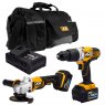 JCB JCB 18V Combi Drill Angle Grinder Kit 2x 5.0ah Lithium-Ion Batteries and super fast charger in 20  k