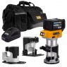 JCB 18V B/L Router with 3x bases (trimmer, offset, incline) 5.0ah Lithium-Ion battery and charger in