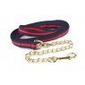 Hy Soft Webbing Lead Rein With Chain Navy/red